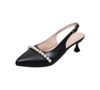 Women High Heel Sandals Clearance,Ladies Pearl Pointed Toe Thin Strap Closed Toe Baotou Sandal,Summer Arch Support Platform Slippers Comfy Casual Beach Shoes Walking Non-Slip Slides UK Size 3.5-7