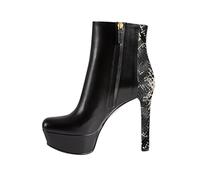 Women High Heels Platform Ankle Boots, Comfortable Square Toe Leather Party Short Booties, Fashion Side Zipper Evening Dance Heeled Boots Shoes,Snakeskin,10 UK