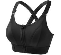 Women High Impact Sports Bra Plus Size Zip Front Fastening Bras Padded Adjustable Strap Sports Bras for Women Wireless Bra Crop Tank Tops Ladies Post Surgery Workout Yoga Vest Underwear Size S-5XL