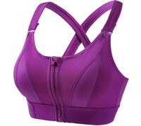 Women High Impact Sports Bra Plus Size Zip Front Fastening Bras Padded Adjustable Strap Sports Bras for Women Wireless Bra Crop Tank Tops Ladies Post Surgery Workout Yoga Vest Underwear Size S-5XL