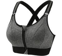 Women High Impact Sports Bra Plus Size Zip Front Fastening Bras Padded Adjustable Strap Sports Bras for Women Wireless Bra Crop Tank Tops Ladies Post Surgery Workout Yoga Vest Underwear Size S-5XL