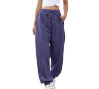 Women High Waist Solid Color Casual Trousers Loose Cuffed Joggers Sports Sweatpants Full-Length Pants with Pockets Comfortable Fabric Suitable for Daily Wear Workouts Lounging