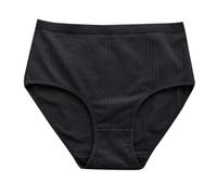 Women High Waist Solid Color Soft Breathable Striped Butt Lifting Belly Controlling Large Size Briefs Seamless Panties