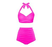 Women High Waisted Bikini Sexy Push Up Two Piece Swimsuits Vintage Swimsuit Two Piece Retro Ruched High Waist Print Bikini Set Swim Shorts Girls Size 14 Swimsuit Tops for Women Size 16 Hot Pink