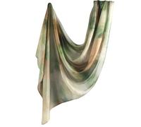 Women Hijab Watercolour Floral Printed Breathable Light Weight Soft Rayon Viscose Woven Muslim Women Shawl Hijab Scarf, Green, 180x80CM