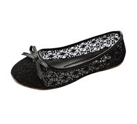 Women Hollow Embroidery Bowknot Front Work Loafers Casual Shoes Arch Support Sandals Women's (Black, 4.5)