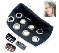 Women Hollow Out Eyelets Elastic Headband, Y2K Punk Grunge Wide Hairband, Girls Elastic Fashionable Casual Eyelet Hair Accessories(Black)