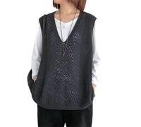 Women Hollow Out Vest Jacket Loose Mesh Sleeveless Knitting Waistcoat grey9 M