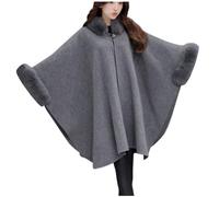 Women Hooded Poncho Faux Fur Cardigan Sweater Cloak Warm Pullover Cape Oversize Wrap Shawl Winter Coats Thick Ponchos Elegant Outwear Comfort Party Coat Tops Hiking Outdoor Loungewear