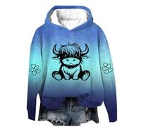 Women Hoodie Long Sleeve Womans Jumper Gradient Women's Tops and Blouses Casual Women's Blouses Hooded Women Sweatshirt Basic Tunics for UK Highland Cow Heart Print Pullover