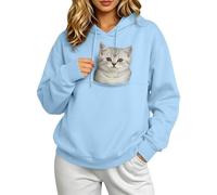Women Hoodie With Pet Big Pouch Casual Long Sleeve Pullover Jumper | Cozy Fleece Carrier Sweatshirt Featuring Kangaroo Pocket For Oversized Dog Holder Warm Tops Apparel UK Sky Blue S