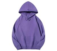 Women Hoodies Solid Hooded Cotton Hoodie Loose With Pocket Womens Pullovers Streetwear Dark Purple 2XL
