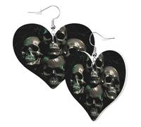 Women Hook Earrings Leather Heart Shaped Earrings Love Dangle Earring Dots Dead Skull Double-Sided Print Charm Accessories For Women Girls Or Lover
