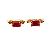 Women Hoop Earrings Big, Pretty Earrings Hoop with 1.4ct Lab Created Ruby 14K Yellow Gold