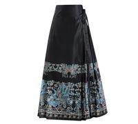 Women Horse Face Skirt Pleated Skirts Seft Tie Floal Vintage Chinese Style Traditional Hanfu A-Line Skirt Improved Mamianqun