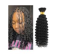 Women Human Braiding Hair for Boho Braids, 14-24Inch 100G Brazilian Virgin Deep Wave Bulk Hair Extensions for Braids(20inches)