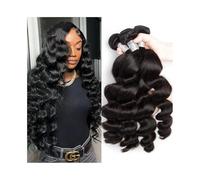 women Human Hair Bundles Loose Wave Weave Bundles Natural Color 1/3/4 Bundles Brazilian Remy Hair Extension for Women Hair Extensions(12 12 12)