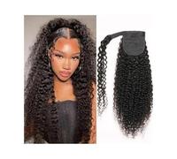 Women Human Hair Wrap Around Ponytail Extensions Kinky Curly Brazilian Virgin Pieces for Black Women Daily use(14inches)
