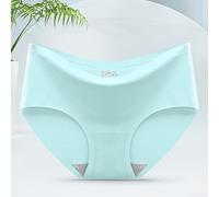 Women Ice Silk Mid Rise Briefs Seamless Breathable Quick Dry Underwear High Elastic Solid Color Panties, For Daily Home Vacation Wear Spring Summer Autumn Winter(XXL blue green)