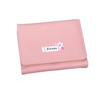 Women ID Short Wallet Flowers Prints Bag Hasp Purse Multiple Card Slots Clutch Bag Wallet Purse (Pink, One Size)