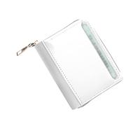 Women ID Short Wallet Solid Color Bag Zipper Purse Multiple Card Slots Clutch Bag Note 20 Case Wallet (White, One Size)