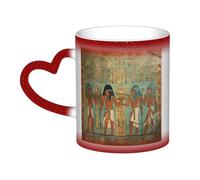 Women in ancient egypt Coffee Mug with Handle 11 Oz, Color Changing Cups In The Sky, Heat Sensitive Magic Funny Art Mug, Unique Coffee Tea Cup Porcelain Mugs Gift for Women Men Red