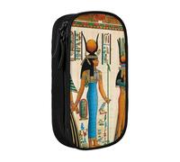 Women in ancient egypt Pencil Case Black Pencil Bag with 2 Compartments | Large Capacity Pencil Pouch Stationery Organizer Makeup Bag For Students Office Travel Art Supplies