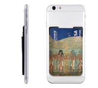 Women in ancient egypt Phone Wallet Stick on, Cell Phone Card Holder for Phone Case, Leather ID Credit Card Holder for Women Men, Adhesive Phone Pocket for Back of Phone