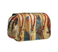 Women in Ancient Egypt Printed Flip Pencil Case with 2 Compartments, Large Capacity, Portable Stationery Organizer for School, Travel and Art