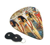 women in ancient egypt Printed Guitar Picks, 6 Pack with Leather Keychain Pick Holder - 0.46mm, 0.71mm, 0.96mm Assorted Thickness for Acoustic Ukulele, Electric Guitar, Acoustic Guitar, Bass