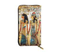 Women In Ancient Egypt Printed Leather Wallet with 12 Card Holder and 213 Money Clip, Long Clutch for Men Women