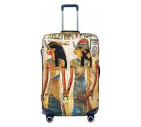 women in ancient egypt Printed Washable Elastic Luggage Cover for 18-32 Inch Suitcases, Anti-Scratch Stretchable Suitcase Protector with Full Zipper & Locking Buckle, Fashion Travel Bag Cover, Black