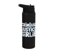 Women in Criminal Justice Student Coquette Toile Blue Bow Stainless Steel Insulated Water Bottle