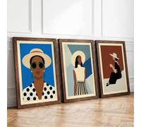Women in Modern Repose Modern Set of 3 Framed Wall Art Prints A4