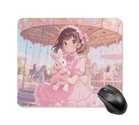 Women in The Amusement Park Mouse Pad Square Laptop Mouse Mat Cute Computer Mousepad Keyboard Pad Non-Slip Desk Pads for Gaming Office Work Home 25 * 30cm