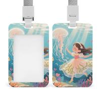 Women in The Ocean Badge Holder with Lanyards Retractable Vertical Plastic Id Badge Holder Name Key Card Holders Case for Teacher Nurse Doctor Office Gift for Coworkers
