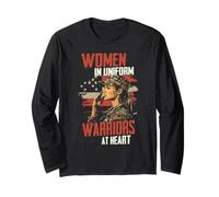 Women in Uniform Warriors at Heart Design Long Sleeve T-Shirt