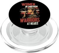 Women in Uniform Warriors at Heart Design PopSockets PopGrip for MagSafe