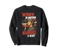 Women in Uniform Warriors at Heart Design Sweatshirt