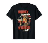 Women in Uniform Warriors at Heart Design T-Shirt