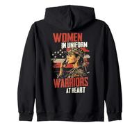 Women in Uniform Warriors at Heart Design Zip Hoodie