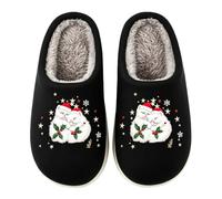 Women Indoor Slippers Closed Toe House Slipper Halloween Christmas Slippers | Ladies Print Slippers Soft Fuzzy Slippers Black House Sliders Cozy Mule Slippers Lounge Footwear Cute Toweling Slipper