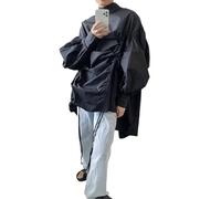 Women Irregular Big Size Blouse New Stand Collar Long Sleeve Shirt Spring Fall 2024(Black)