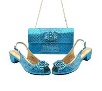 Women Italian Decorated With Rhinestone African Wedding Shoes Bride Plus Size Pink Shoe And Bag Set 938-90-Sky Blue 42