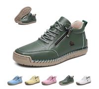 Women Italian Handmade Soft Leather High Boots Outdoor Beck Shoes Waterproof Non-Slip Lightweight Breathable Slip on Minimalist Barefoot Orthopedic Hiking Walking Sneakers(Green,7 UK)
