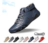 Women Italian Handmade Suede High Boots Outdoor Waterproof Beck Shoes Lightweight Non-Slip Breathable Chukka Boots Soft Leather Casual All Season Sneakers for Hiking, Walking & Driving(Blue,3 UK)