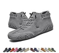 Women Italian Handmade Suede High Top Boots, Beck Shoes Women Waterproof Outdoor Non-Slip Lightweight Breathable Chukka Boots Barefoot Shoes For Hiking & Walking(grey,7 UK)