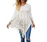 Women Italian Soft Knit Ribbed Poncho Cape Wrap Kaftan Sweater Jumper Top