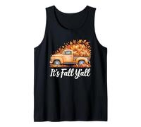 Women It's Fall Y'all Pumpkin Truck Autumn Tree Hello Fall Tank Top