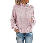 Women J umper Turtle Neck Tops for Ladies Sweater Ladies Womens Turtle Neck Plain Long Sleeve J umper Top Womens Chunky Baggy J umper Knitted Sweater Thick Top Solid Color Basic Knitted J umper (M)